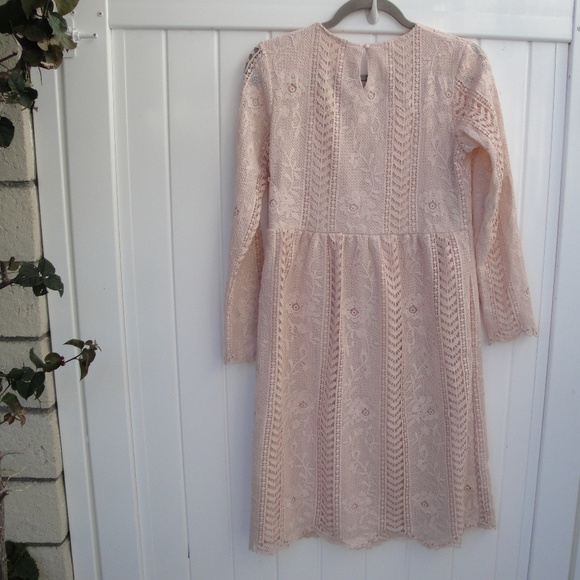 Tea n Rose Womens Dress Med Lace Scalloped Lace Hem Peach Cottagecore - Picture 4 of 4